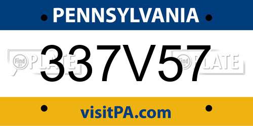 337V57 Pennsylvania License Plate