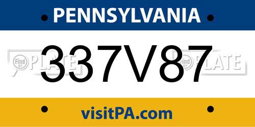 337V87 Pennsylvania License Plate