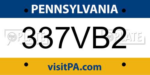 337VB2 Pennsylvania License Plate
