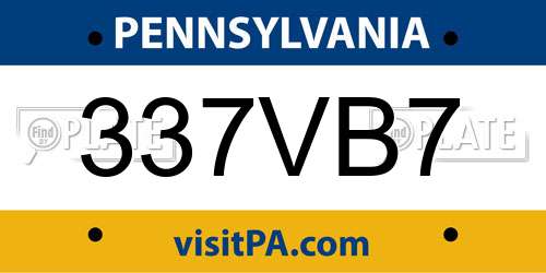 337VB7 Pennsylvania License Plate