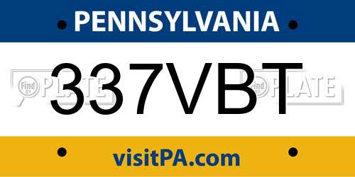 337VBT Pennsylvania License Plate