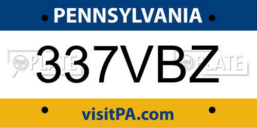 337VBZ Pennsylvania License Plate