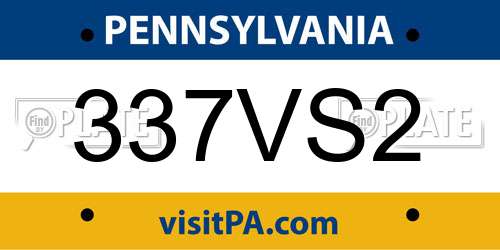 337VS2 Pennsylvania License Plate