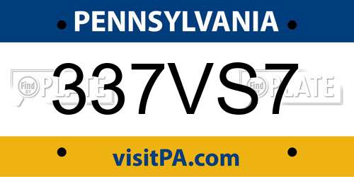 337VS7 Pennsylvania License Plate