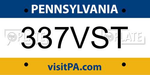 337VST Pennsylvania License Plate