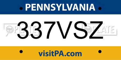 337VSZ Pennsylvania License Plate