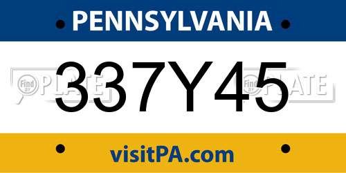 337Y45 Pennsylvania License Plate