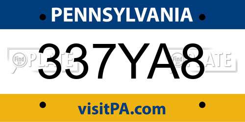 337YA8 Pennsylvania License Plate