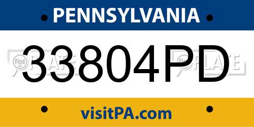 33804PD Pennsylvania License Plate