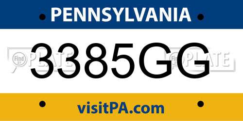 3385GG Pennsylvania License Plate