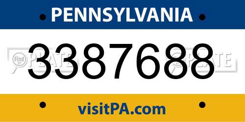 3387688 Pennsylvania License Plate