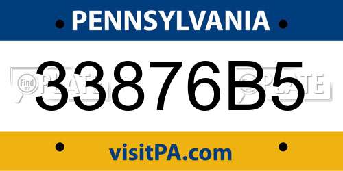 33876B5 Pennsylvania License Plate
