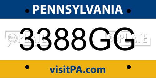 3388GG Pennsylvania License Plate