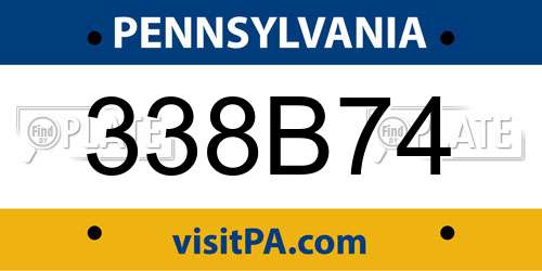 338B74 Pennsylvania License Plate