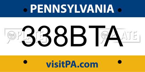 338BTA Pennsylvania License Plate