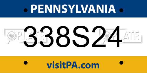 338S24 Pennsylvania License Plate