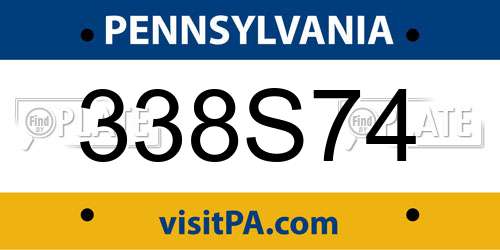 338S74 Pennsylvania License Plate