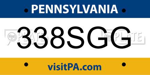 338SGG Pennsylvania License Plate
