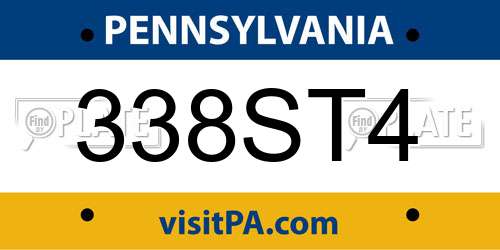 338ST4 Pennsylvania License Plate