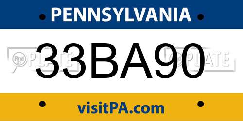 33BA90 Pennsylvania License Plate