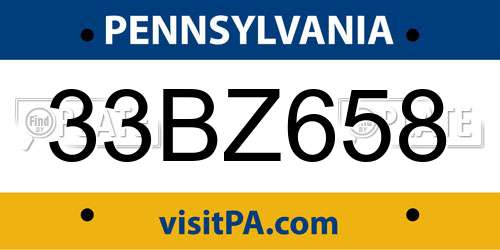 33BZ658 Pennsylvania License Plate