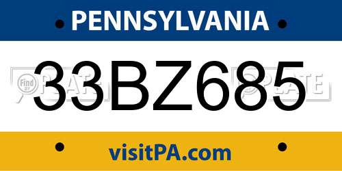 33BZ685 Pennsylvania License Plate