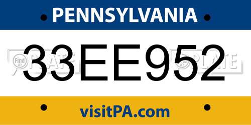 33EE952 Pennsylvania License Plate