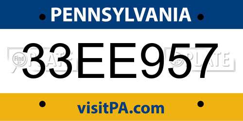 33EE957 Pennsylvania License Plate