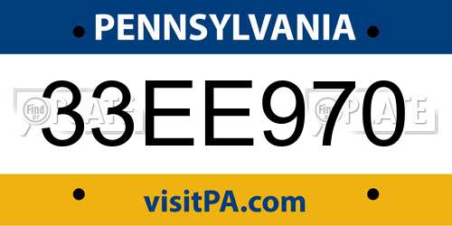 33EE970 Pennsylvania License Plate