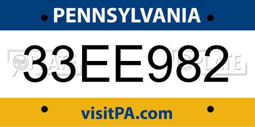 33EE982 Pennsylvania License Plate