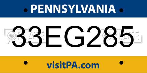 33EG285 Pennsylvania License Plate