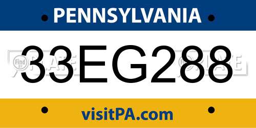 33EG288 Pennsylvania License Plate