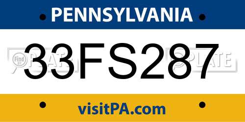 33FS287 Pennsylvania License Plate