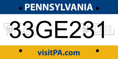 33GE231 Pennsylvania License Plate