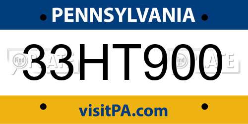 33HT900 Pennsylvania License Plate