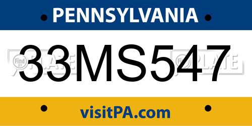 33MS547 Pennsylvania License Plate