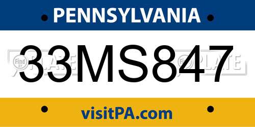 33MS847 Pennsylvania License Plate