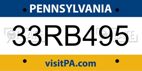 33RB495 Pennsylvania License Plate