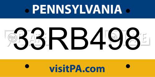 33RB498 Pennsylvania License Plate