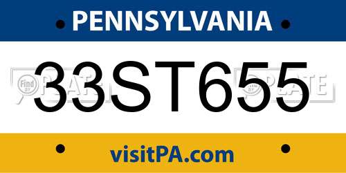 33ST655 Pennsylvania License Plate