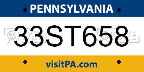 33ST658 Pennsylvania License Plate