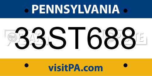 33ST688 Pennsylvania License Plate
