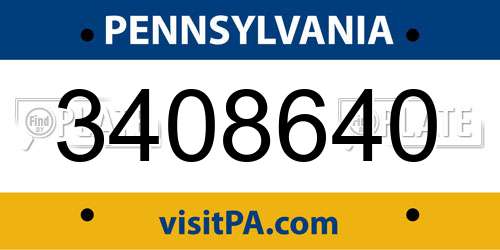 3408640 Pennsylvania License Plate