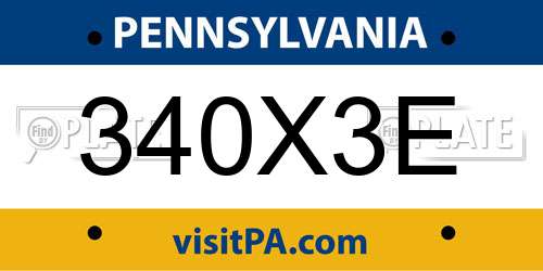340X3E Pennsylvania License Plate