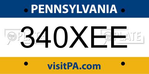 340XEE Pennsylvania License Plate