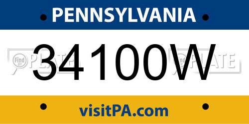 34100W Pennsylvania License Plate