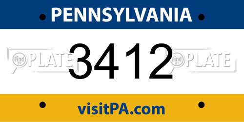 3412 Pennsylvania License Plate