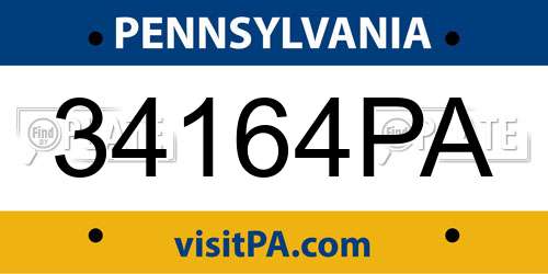 34164PA Pennsylvania License Plate