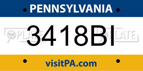 3418BI Pennsylvania License Plate