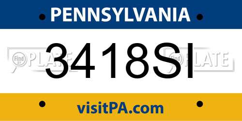 3418SI Pennsylvania License Plate